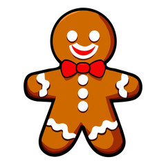 Gingerbread man. New year cookies, sweets. Cute christmas gingerbread man in flat style isolated on white background. Christmas icon. Holiday winter symbols. Festive treats. Vector illustration