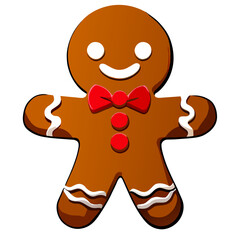 Obraz premium Gingerbread man. New year cookies, sweets. Cute christmas gingerbread man in flat style isolated on white background. Christmas icon. Holiday winter symbols. Festive treats. Vector illustration