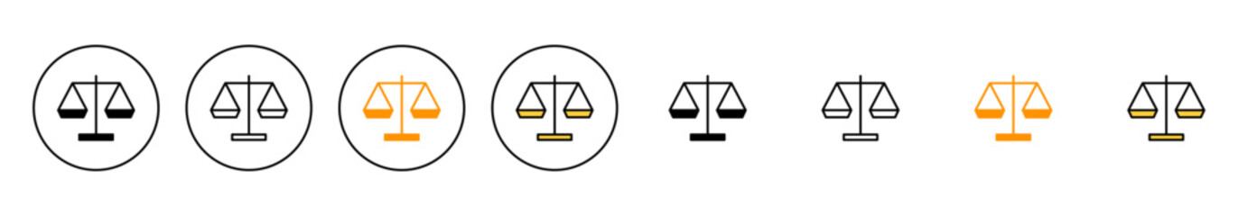 Scales icon set vector. Law scale icon. Justice sign and symbol