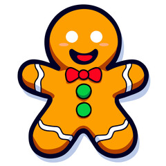 Gingerbread man. New year cookies, sweets. Cute christmas gingerbread man in flat style isolated on white background. Christmas icon. Holiday winter symbols. Festive treats. Vector illustration