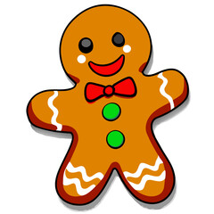 Gingerbread man. New year cookies, sweets. Cute christmas gingerbread man in flat style isolated on white background. Christmas icon. Holiday winter symbols. Festive treats. Vector illustration