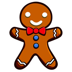 Gingerbread man. New year cookies, sweets. Cute christmas gingerbread man in flat style isolated on white background. Christmas icon. Holiday winter symbols. Festive treats. Vector illustration