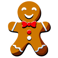 Gingerbread man. New year cookies, sweets. Cute christmas gingerbread man in flat style isolated on white background. Christmas icon. Holiday winter symbols. Festive treats. Vector illustration