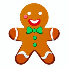 Gingerbread man. New year cookies, sweets. Cute christmas gingerbread man in flat style isolated on white background. Christmas icon. Holiday winter symbols. Festive treats. Vector illustration.	
