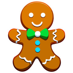 Gingerbread man. New year cookies, sweets. Cute christmas gingerbread man in flat style isolated on white background. Christmas icon. Holiday winter symbols. Festive treats. Vector illustration.	
