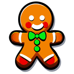 Gingerbread man. New year cookies, sweets. Cute christmas gingerbread man in flat style isolated on white background. Christmas icon. Holiday winter symbols. Festive treats. Vector illustration.	
