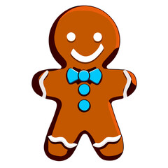 Obraz premium Gingerbread man. New year cookies, sweets. Cute christmas gingerbread man in flat style isolated on white background. Christmas icon. Holiday winter symbols. Festive treats. Vector illustration. 