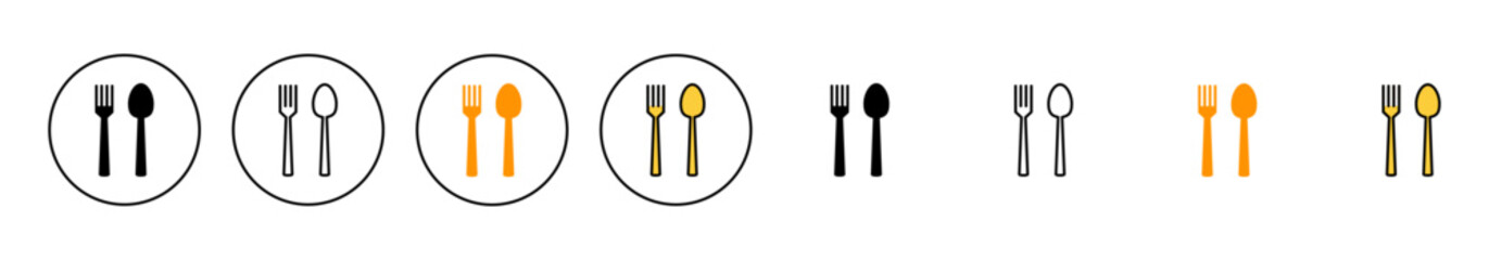 spoon and fork icon set vector. spoon, fork and knife icon vector. restaurant sign and symbol