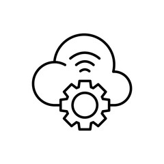 Cloud setting outline icons, minimalist vector illustration ,simple transparent graphic element .Isolated on white background