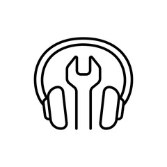 Technical support outline icons, minimalist vector illustration ,simple transparent graphic element .Isolated on white background