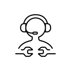 Technical support outline icons, minimalist vector illustration ,simple transparent graphic element .Isolated on white background