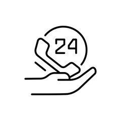 24 hour support outline icons, minimalist vector illustration ,simple transparent graphic element .Isolated on white background