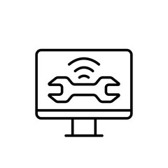 Monitor repair outline icons, minimalist vector illustration ,simple transparent graphic element .Isolated on white background