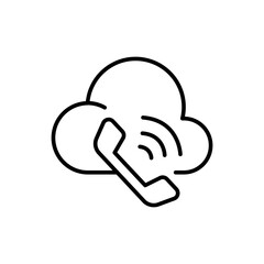 Cloud support outline icons, minimalist vector illustration ,simple transparent graphic element .Isolated on white background