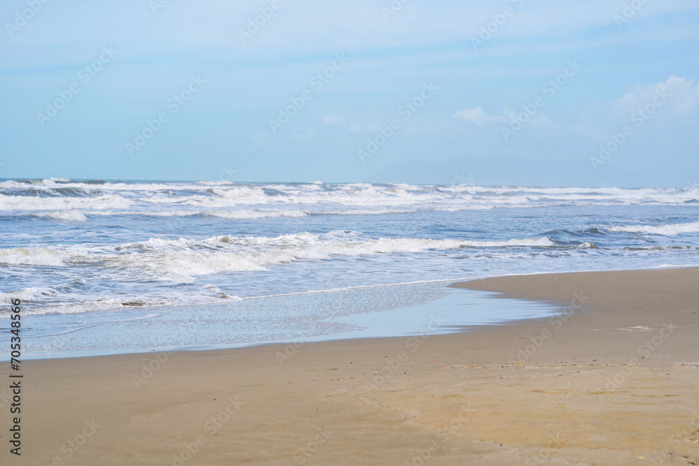 Wall mural panorama of beautiful white sand beach and blue water in italy. holiday summer beach background