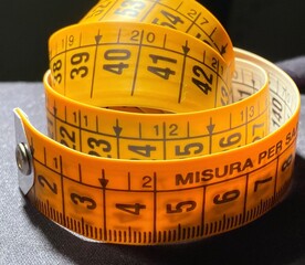 Centimeterized plastic strip for tailors and fashion workshops. Tape measure for domestic and...