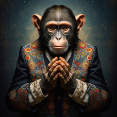 AI-Generated Psychedelic Monkey Portrait