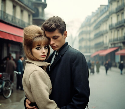 AI-Generated 60s Couple in Romantic Parisian Scene