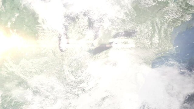 Zoom in from space and focus on Avon, Ohio, USA. 3D Animation. Background for travel intro. Elements of this image furnished by NASA.