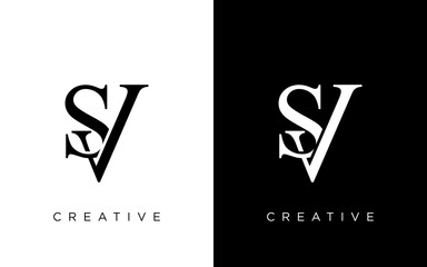 Letter SV or initial SV monogram logo design vector - obrazy, fototapety, plakaty