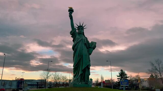 Statue of Liberty in Colmar Alsace France December 25, 2023. High quality 4k footage