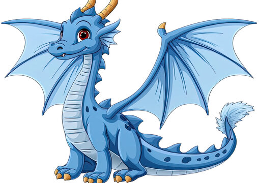 recommend clip art: Adorable Blue Cartoon Dragon with Big Wings and Friendly Eyes
