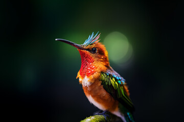 Vibrant Close-Up of a Colorful Hummingbird