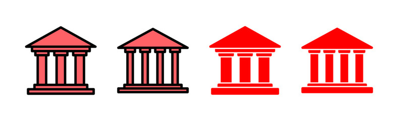 Bank icon set illustration. Bank sign and symbol, museum, university