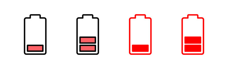 Battery icon set illustration. battery charging sign and symbol. battery charge level