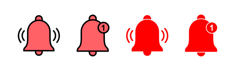 Bell Icon set illustration. Notification sign and symbol for web site design