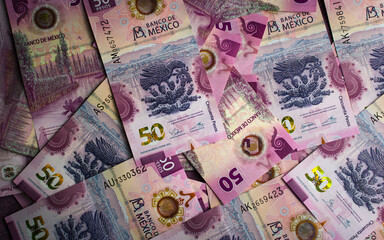 Background of Mexican banknotes.