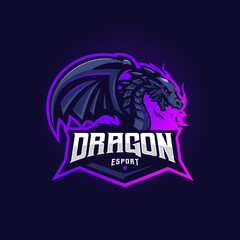 Dragon esport mascot logo design vector