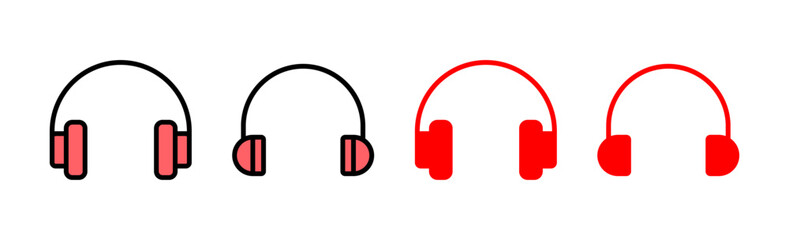 Headphone icon set illustration. Headphone sign and symbol