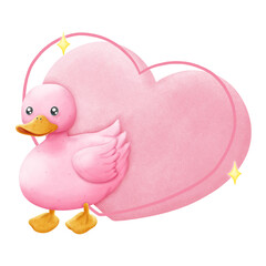 pink duck with pink heart