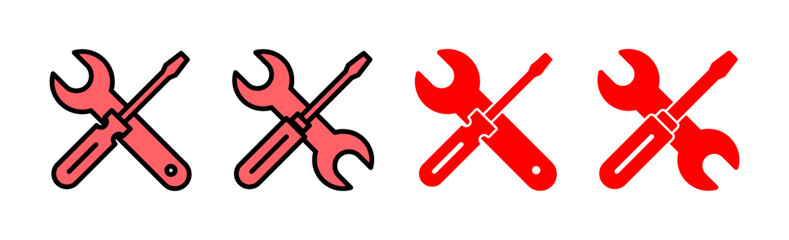 Repair tools icon set illustration. tool sign and symbol. setting icon. Wrench and screwdriver. Service