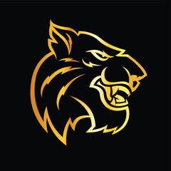 lion line art in golden color, suitable for icon
