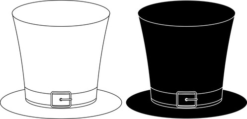 outline silhouette Leprechaun Hat icon set
