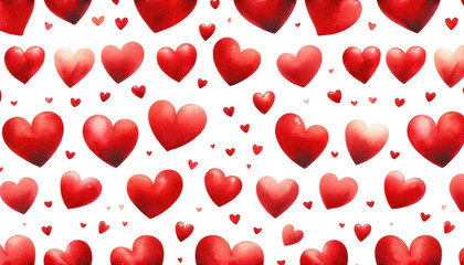 Valentines day background. Seamless pattern with watercolor hearts. Generative ai.