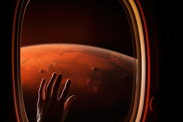 Mars landscape seen through window