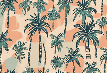 seamless background with palm trees, summer coconut