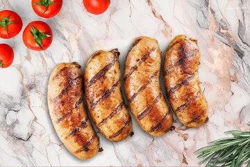 juicy fried tasty sausages dish