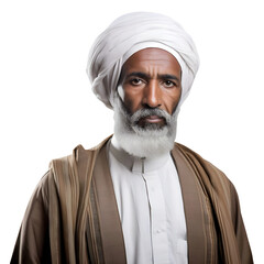 Traditional_Muslim_old_man isolated on white and transparent background