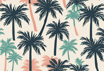 Fototapeta na wymiar seamless background with palm trees, v5