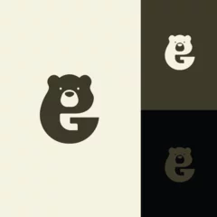 Fototapeten Minimalist modern strong logo Letter Mark Initial G with bear ,polar bear ,grizzly negative space logo design © vinsvectory