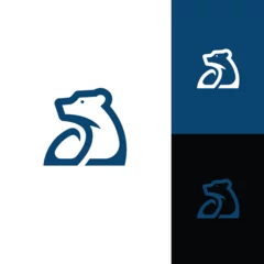 Fototapeten Clean lines and a minimalist design curious polar bear logo design ,bear grizzly, sniffing  © vinsvectory