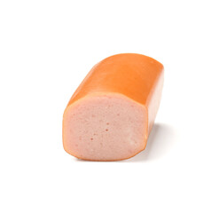 Piece of tasty sausage isolated on white background