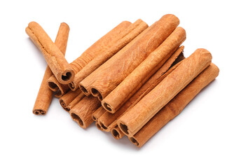 Cinnamon sticks on white background