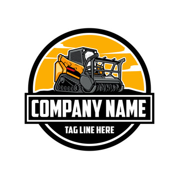mulching machine illustration, Land Clearing Mulcher vector art	