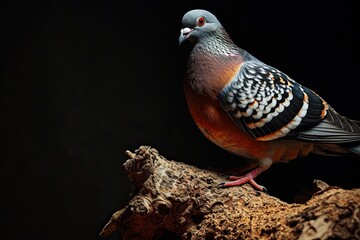 Obraz premium a Pigeon standing on small root, copy space on right, Comport,