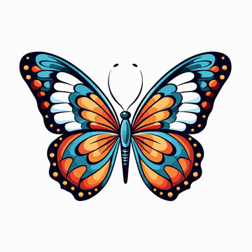 Vector illustration of colored spring butterflies.